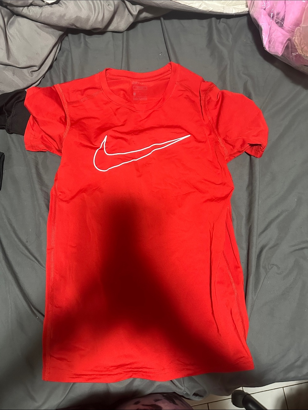 Nike Red Dri-FIT Athletic Tee with White Swoosh